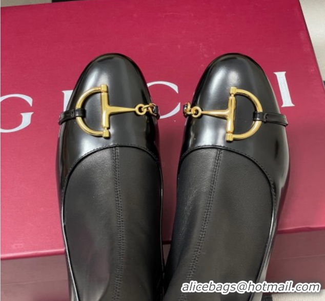 Discount Gucci Leather Heel Ankle Boots 6.5cm with Half Horsebit 849549 Black 2026