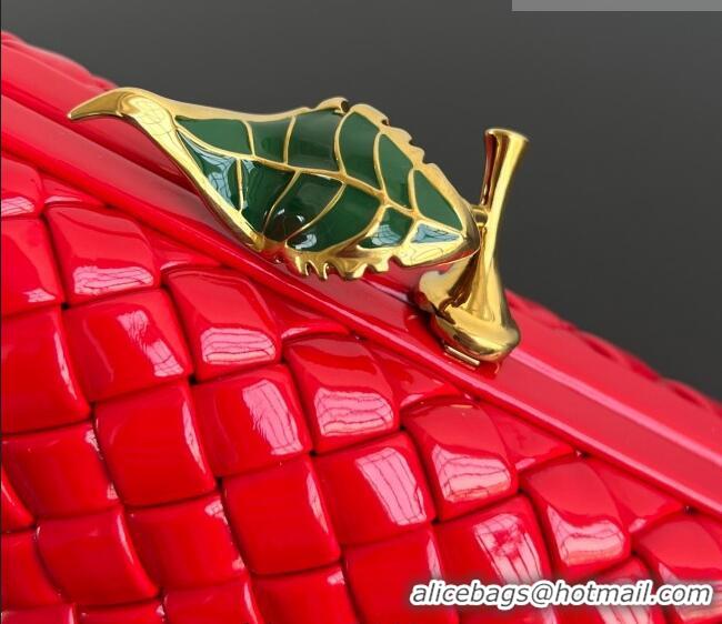 Best Price Bottega Veneta Knot Bag in Intrecciato Leather with Flower Clasp 826183 Red 2025