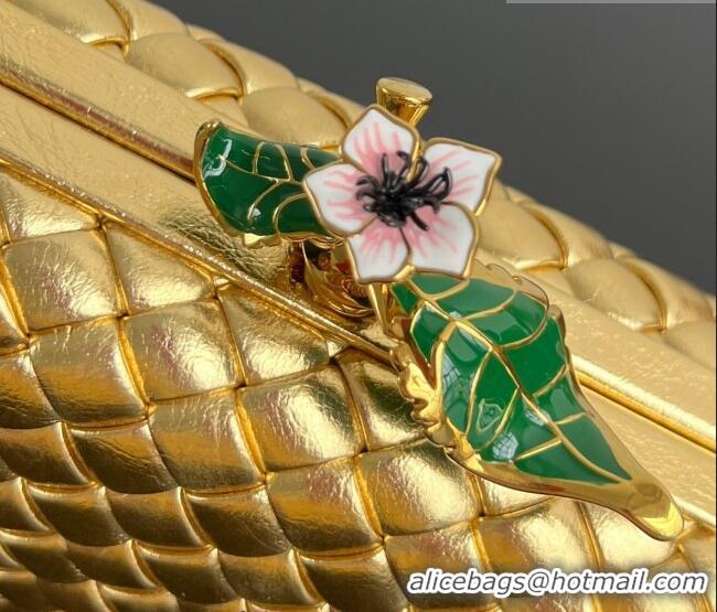 Promotional Bottega Veneta Knot Bag in Intrecciato Leather with Flower Clasp 826183 Gold-Tone 2025
