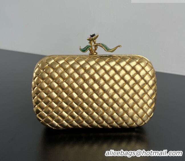 Promotional Bottega Veneta Knot Bag in Intrecciato Leather with Flower Clasp 826183 Gold-Tone 2025