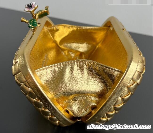 Promotional Bottega Veneta Knot Bag in Intrecciato Leather with Flower Clasp 826183 Gold-Tone 2025