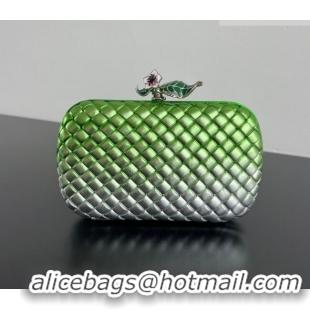 Top Grade Bottega Veneta Knot Bag in Intrecciato Leather with Flower Clasp 826183 Green/Silver 2025