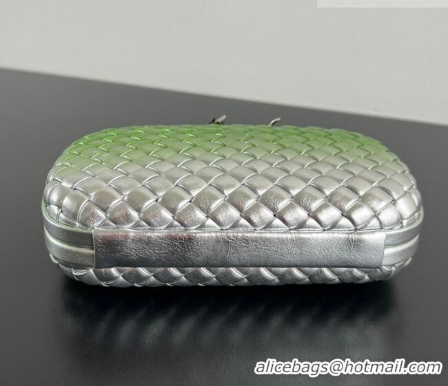 Top Grade Bottega Veneta Knot Bag in Intrecciato Leather with Flower Clasp 826183 Green/Silver 2025