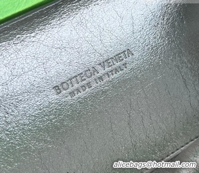 Top Grade Bottega Veneta Knot Bag in Intrecciato Leather with Flower Clasp 826183 Green/Silver 2025