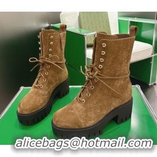 Best Product Gucci GG Suede Lace-up Platform Ankle Boots 6cm 840739 Light Brown 2026