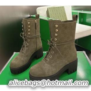 Hot Style Gucci GG Suede Lace-up Platform Ankle Boots 6cm 840739 Green 2026