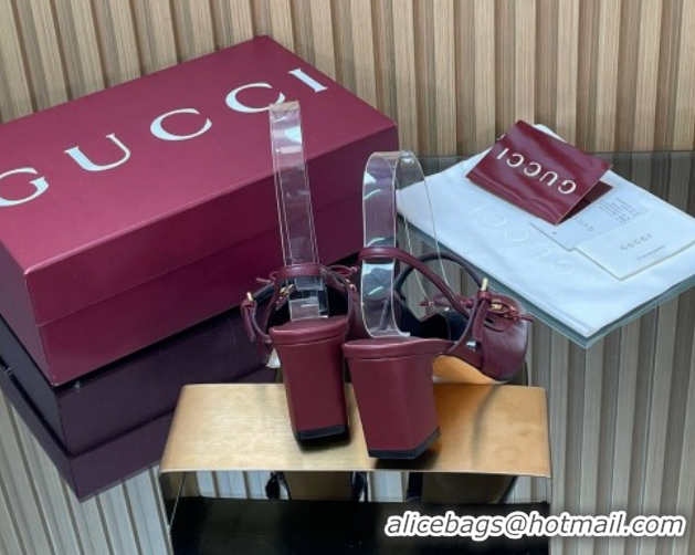 Purchase Gucci Horsebit Slingback Pumps 6.5cm in Calf Leather 850327 Dark Burgundy 2026