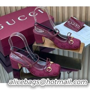 Pretty Style Gucci Horsebit Slingback Pumps 6.5cm in GG Canvas 850327 Red 2026