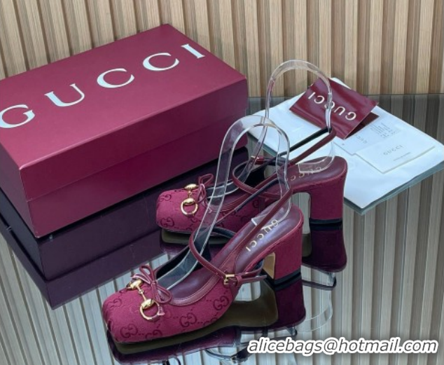 Pretty Style Gucci Horsebit Slingback Pumps 6.5cm in GG Canvas 850327 Red 2026