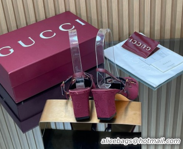 Pretty Style Gucci Horsebit Slingback Pumps 6.5cm in GG Canvas 850327 Red 2026