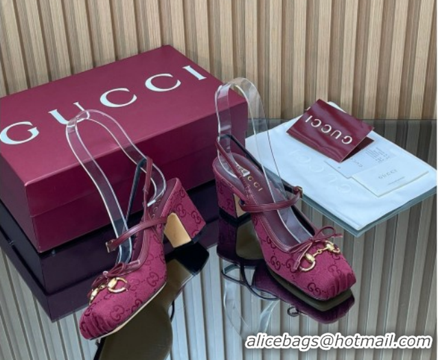 Pretty Style Gucci Horsebit Slingback Pumps 6.5cm in GG Canvas 850327 Red 2026