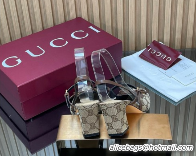 Top Grade Gucci Horsebit Slingback Pumps 6.5cm in GG Canvas 850327 Beige 2026