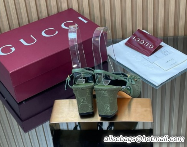 Unique Style Gucci Horsebit Slingback Pumps 6.5cm in GG Canvas 850327 Green 2026