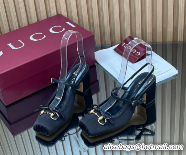 Popular Style Gucci Horsebit Slingback Pumps 6.5cm in Satin 850327 Black 2026