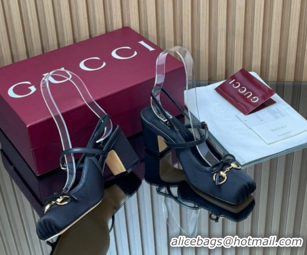 Popular Style Gucci Horsebit Slingback Pumps 6.5cm in Satin 850327 Black 2026