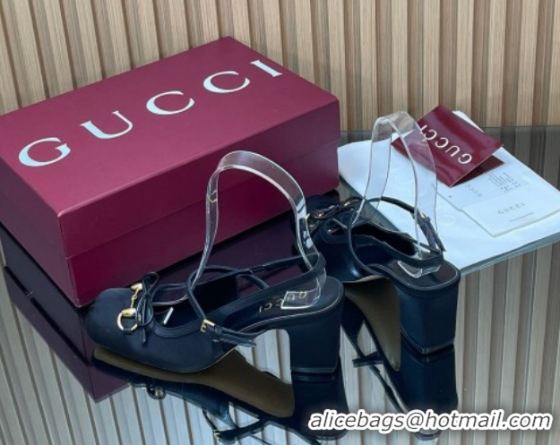 Popular Style Gucci Horsebit Slingback Pumps 6.5cm in Satin 850327 Black 2026