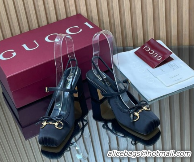Popular Style Gucci Horsebit Slingback Pumps 6.5cm in Satin 850327 Black 2026
