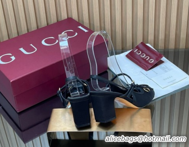 Popular Style Gucci Horsebit Slingback Pumps 6.5cm in Satin 850327 Black 2026