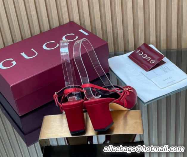 Best Price Gucci Horsebit Slingback Pumps 6.5cm in Satin 850327 Red 2026