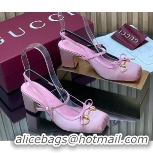 Best Price Gucci Horsebit Slingback Pumps 6.5cm in Satin 850327 Pink 2026