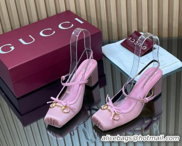 Best Price Gucci Horsebit Slingback Pumps 6.5cm in Satin 850327 Pink 2026