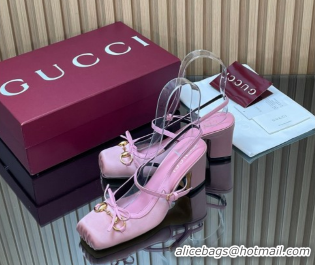 Best Price Gucci Horsebit Slingback Pumps 6.5cm in Satin 850327 Pink 2026
