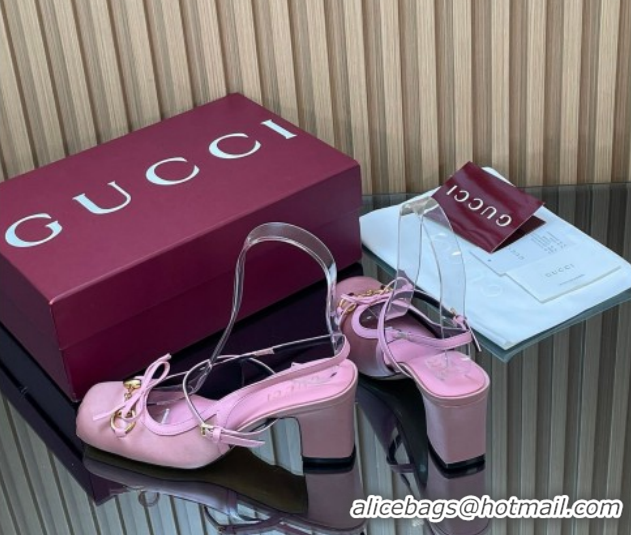 Best Price Gucci Horsebit Slingback Pumps 6.5cm in Satin 850327 Pink 2026