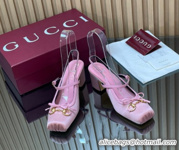 Best Price Gucci Horsebit Slingback Pumps 6.5cm in Satin 850327 Pink 2026