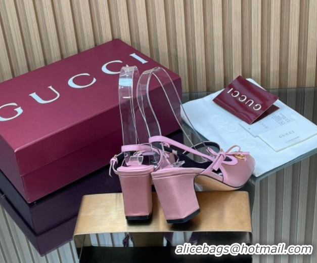Best Price Gucci Horsebit Slingback Pumps 6.5cm in Satin 850327 Pink 2026
