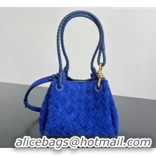 Promotional Bottega Veneta Small Parachute Shoulder Bag in Intrecciato Suede 796569 Royal Blue 2025