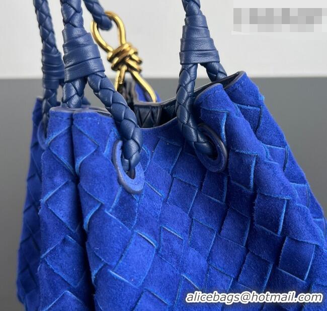 Promotional Bottega Veneta Small Parachute Shoulder Bag in Intrecciato Suede 796569 Royal Blue 2025