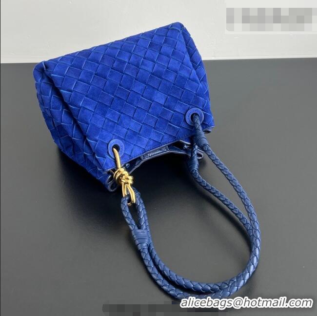 Promotional Bottega Veneta Small Parachute Shoulder Bag in Intrecciato Suede 796569 Royal Blue 2025