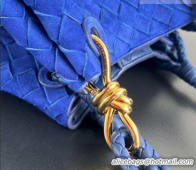 Promotional Bottega Veneta Small Parachute Shoulder Bag in Intrecciato Suede 796569 Royal Blue 2025