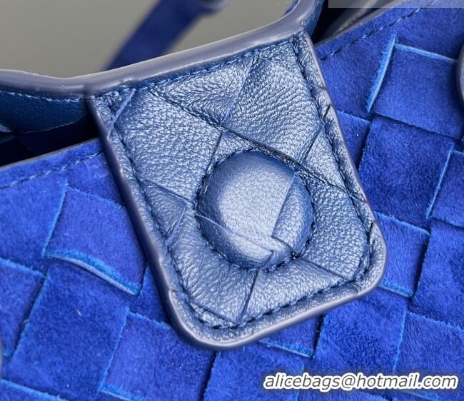 Promotional Bottega Veneta Small Parachute Shoulder Bag in Intrecciato Suede 796569 Royal Blue 2025