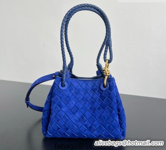 Promotional Bottega Veneta Small Parachute Shoulder Bag in Intrecciato Suede 796569 Royal Blue 2025