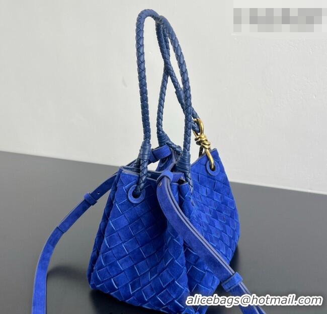 Promotional Bottega Veneta Small Parachute Shoulder Bag in Intrecciato Suede 796569 Royal Blue 2025