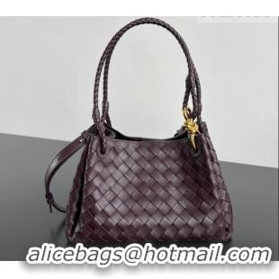 Promotional Bottega Veneta Parachute Medium Shoulder Bag in Intrecciato Leather 835921 Dark Barolo Red 2025