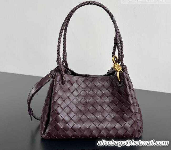 Promotional Bottega Veneta Parachute Medium Shoulder Bag in Intrecciato Leather 835921 Dark Barolo Red 2025
