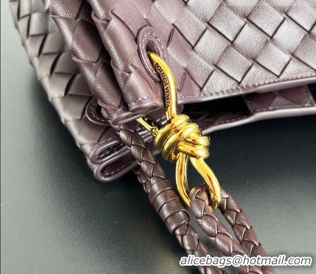 Promotional Bottega Veneta Parachute Medium Shoulder Bag in Intrecciato Leather 835921 Dark Barolo Red 2025