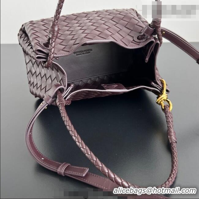 Promotional Bottega Veneta Parachute Medium Shoulder Bag in Intrecciato Leather 835921 Dark Barolo Red 2025