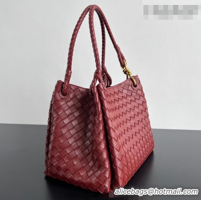 Best Quality Bottega Veneta Large Parachute Shoulder Bag in Intrecciato Leather 796571 Sapele Red 2025
