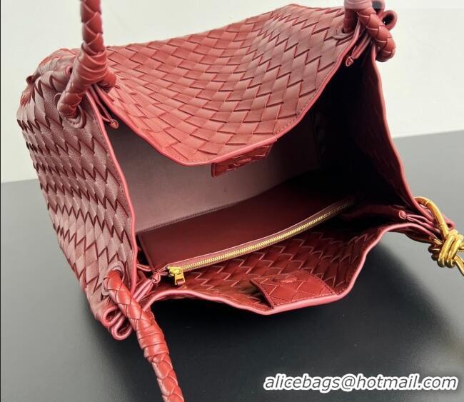Best Quality Bottega Veneta Large Parachute Shoulder Bag in Intrecciato Leather 796571 Sapele Red 2025