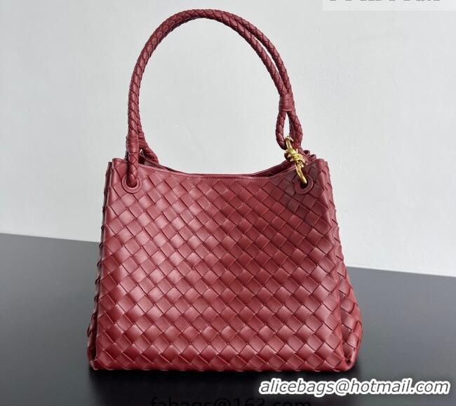 Best Quality Bottega Veneta Large Parachute Shoulder Bag in Intrecciato Leather 796571 Sapele Red 2025