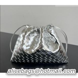 Best Price Bottega Veneta Medium Dustbag in Intrecciato Leather 796728 Silver-Tone 2025