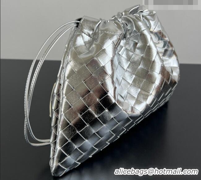 Best Price Bottega Veneta Medium Dustbag in Intrecciato Leather 796728 Silver-Tone 2025