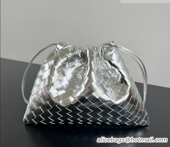 Best Price Bottega Veneta Medium Dustbag in Intrecciato Leather 796728 Silver-Tone 2025