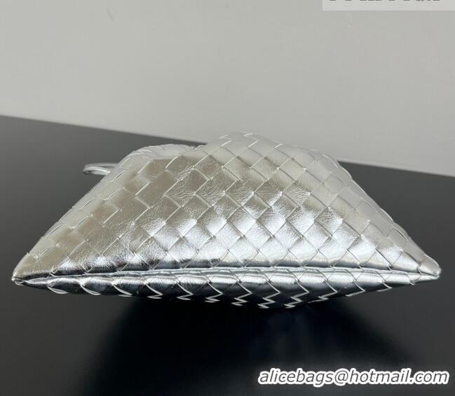 Best Price Bottega Veneta Medium Dustbag in Intrecciato Leather 796728 Silver-Tone 2025