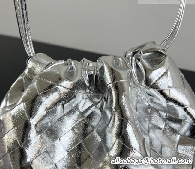 Best Price Bottega Veneta Medium Dustbag in Intrecciato Leather 796728 Silver-Tone 2025