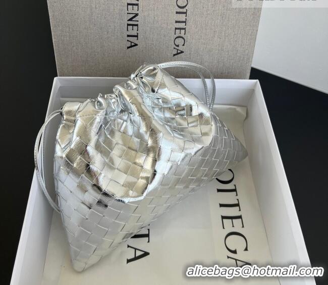 Best Price Bottega Veneta Medium Dustbag in Intrecciato Leather 796728 Silver-Tone 2025