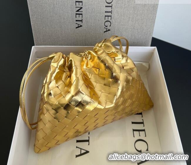 Affordable Price Bottega Veneta Medium Dustbag in Intrecciato Leather 796728 Gold-Tone 2025